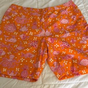Lilly Pulitzer Orange Pink Sea Creature Print Bermuda Shorts
